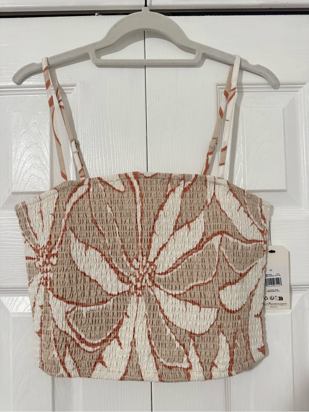 Billabong Cream & Rust Floral Smocked Crop Top